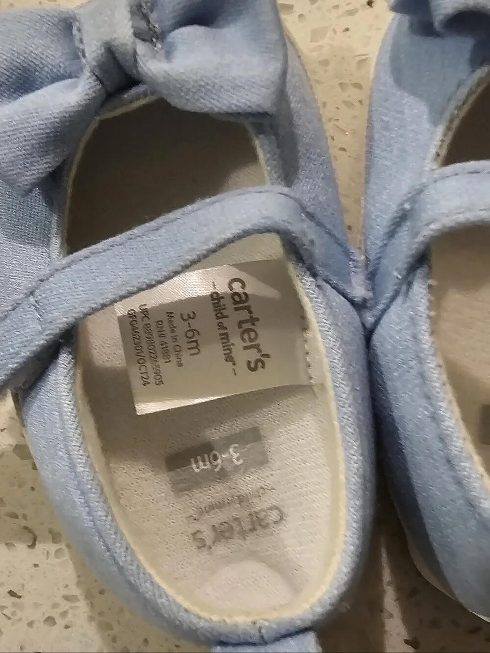 Carter's Light Blue Mary Jane with Bow3-6 Monthe